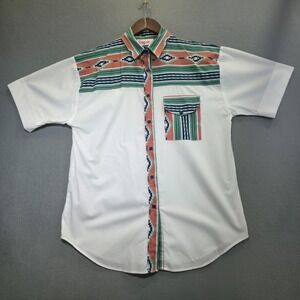 Penny Lane Women's Short Sleeve Button Up Aztec Shirt Size Medium